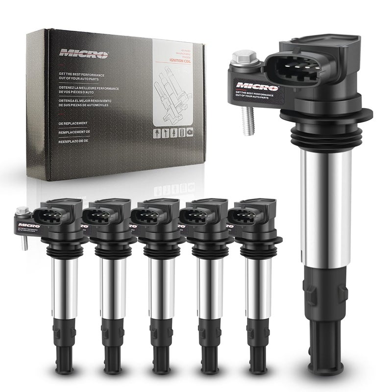 Micro Set of 6 Ignition Coil Pack Fits for 2.8 3.6 V6 2004 2005 2006 2007 2008 2009 Cadillac CTS STS SRX Chevy Traverse Buick Enclave LaCrosse Rendezvous Saab 9-3 GMC Acadia Saturn Outlook UF375 - Image 1